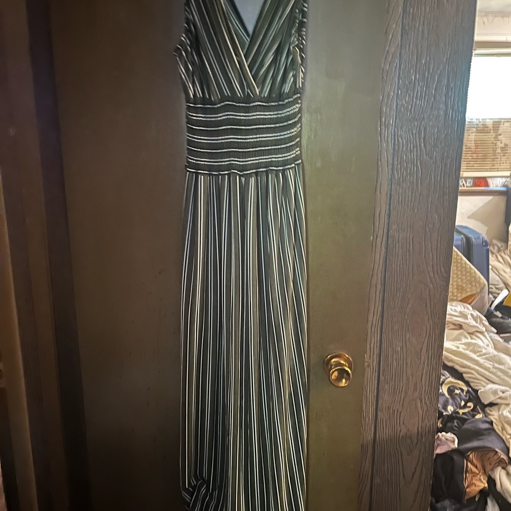 Elegant Striped Black and White Maxi Dress